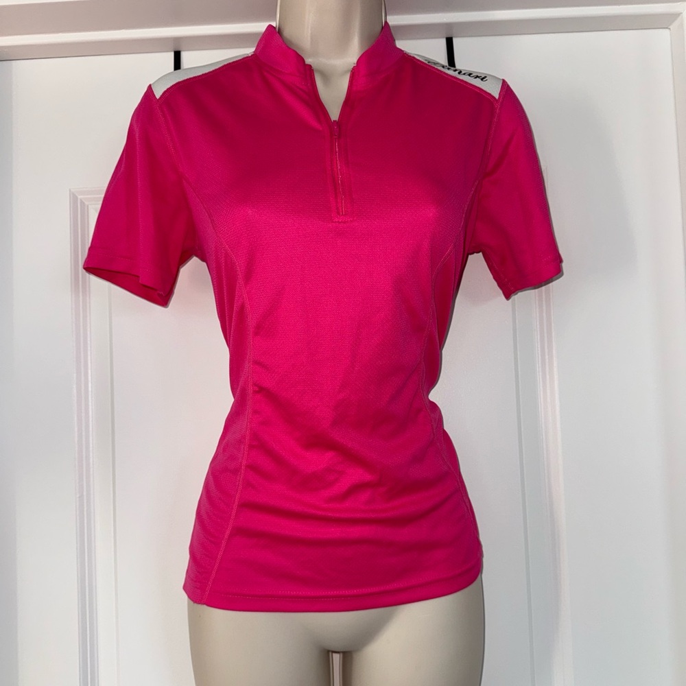 Women’s Large 1/4 Zip Pink Canari Cycling Shirt with Back Pockets